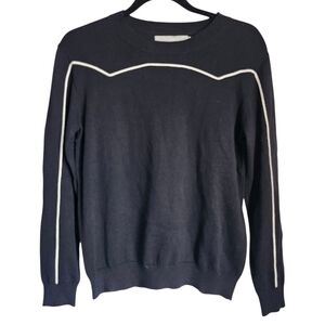 One Grey Day Cashmere Blend Sweater with White Piping